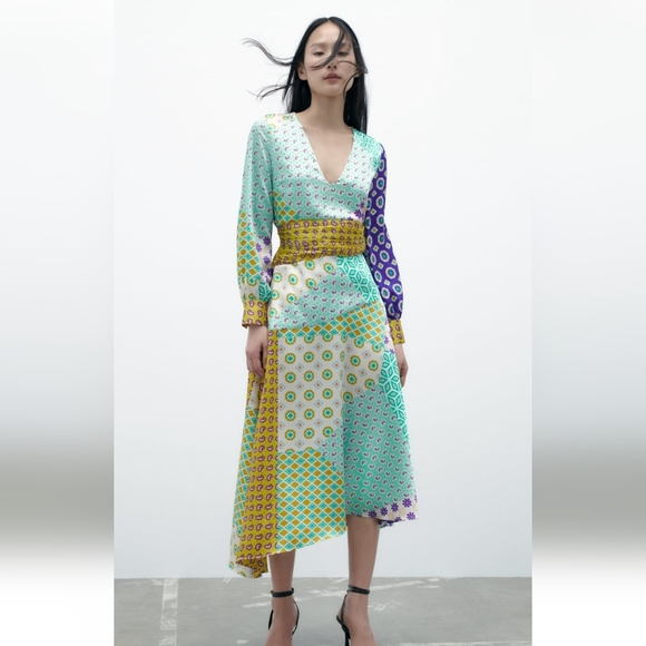 Zara printed midi dress - Picture 2 of 4